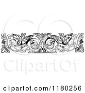 Clipart Of A Retro Vintage Black And White Rule Border Of Fruit Vines And Fantasy Creatures Royalty Free Vector Illustration