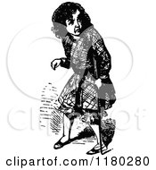 Clipart Of A Retro Vintage Black And White Crooked Boy Royalty Free Vector Illustration