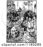 Clipart Of A Retro Vintage Black And White Group Of Soldiers Royalty Free Vector Illustration