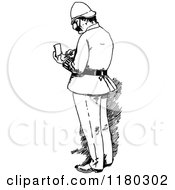 Clipart Of A Retro Vintage Black And White Officer Writing A Ticket Royalty Free Vector Illustration by Prawny Vintage