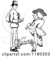Poster, Art Print Of Retro Vintage Black And White Guy Talking To A Post Man Holding An Envelope
