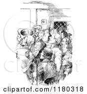 Clipart Of A Retro Vintage Black And White Crowd Of Men Royalty Free Vector Illustration