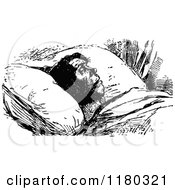 Clipart Of A Retro Vintage Black And White Sick Man Royalty Free Vector Illustration