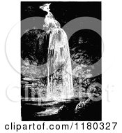 Poster, Art Print Of Retro Vintage Black And White Waterfall