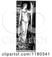 Poster, Art Print Of Retro Vintage Black And White Princess Looking Out A Window