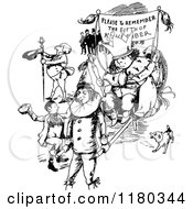 Clipart Of A Retro Vintage Black And White King And Crowd On November The Fifth Royalty Free Vector Illustration