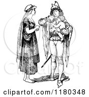 Clipart Of A Retro Vintage Black And White Woman And Man Feeding A Baby Royalty Free Vector Illustration