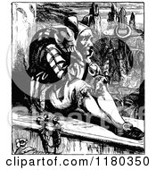Clipart Of A Retro Vintage Black And White Depressed Jester Royalty Free Vector Illustration