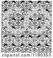Clipart Of A Retro Vintage Black And White Cherub Pattern Royalty Free Vector Illustration
