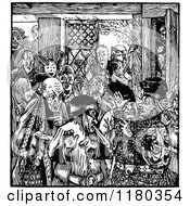 Clipart Of A Retro Vintage Black And White Crowded Pub Royalty Free Vector Illustration by Prawny Vintage
