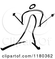 Clipart Of A Black And White Stick Drawing Of A Cross Country Skier Royalty Free Vector Illustration by Zooco #COLLC1180362-0152