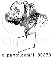 Clipart Of A Retro Vintage Black And White Dog Wearing A Sign Royalty Free Vector Illustration