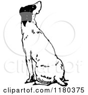 Clipart Of A Retro Vintage Black And White Dog Sitting Royalty Free Vector Illustration