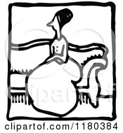 Clipart Of A Retro Vintage Black And White Sitting Woman Icon Royalty Free Vector Illustration