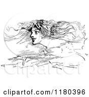 Clipart Of A Retro Vintage Black And White Woman In Profile Royalty Free Vector Illustration