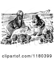 Poster, Art Print Of Retro Vintage Black And White Walrus Oysters And Carpenter