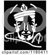 Clipart Of A Retro Vintage Black And White Soldier Face Royalty Free Vector Illustration