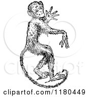 Clipart Of A Retro Vintage Black And White Monkey Royalty Free Vector Illustration