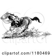 Poster, Art Print Of Retro Vintage Black And White Riderless Horse Running