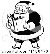 Clipart Of A Retro Vintage Black And White Santa Reading Royalty Free Vector Illustration by Prawny Vintage