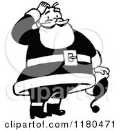 Clipart Of A Retro Vintage Black And White Santa Scratching His Head Royalty Free Vector Illustration by Prawny Vintage