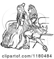 Poster, Art Print Of Retro Vintage Black And White Couple Sitting