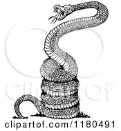 Clipart Of A Retro Vintage Black And White Snake Royalty Free Vector Illustration