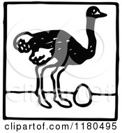 Clipart Of A Black And White Ostrich Icon Royalty Free Vector Illustration