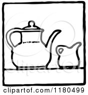 Clipart Of A Black And White Tea Pot Icon Royalty Free Vector Illustration by Prawny Vintage