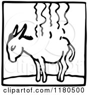 Clipart Of A Black And White Overworked Donkey Icon Royalty Free Vector Illustration