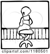 Clipart Of A Black And White Boy On A Stool Icon Royalty Free Vector Illustration