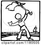 Clipart Of A Black And White Sailor Boy Icon Royalty Free Vector Illustration