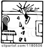 Clipart Of A Black And White Breaking Roof Icon Royalty Free Vector Illustration