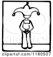 Clipart Of A Black And White Jester Boy Icon Royalty Free Vector Illustration