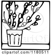 Clipart Of A Black And White Pussy Willow Icon Royalty Free Vector Illustration