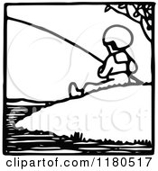 Poster, Art Print Of Black And White Fishing Boy Icon