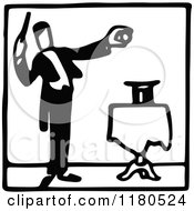 Clipart Of A Black And White Magician Icon Royalty Free Vector Illustration