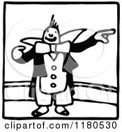 Clipart Of A Black And White Pointing Clown Icon Royalty Free Vector Illustration