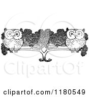 Clipart Of Retro Vintage Black And White Owls In A Tree Royalty Free Vector Illustration by Prawny Vintage