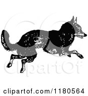 Poster, Art Print Of Retro Vintage Black And White Fox Running