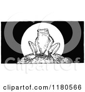 Clipart Of A Retro Vintage Black And White Bullfrog Royalty Free Vector Illustration
