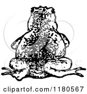 Clipart Of A Retro Vintage Black And White Bullfrog From Behind Royalty Free Vector Illustration