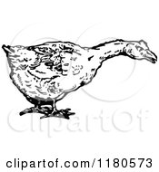 Clipart Of A Retro Vintage Black And White Duck Royalty Free Vector Illustration
