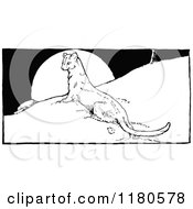Poster, Art Print Of Retro Vintage Black And White Ermine Weasel On A Hill
