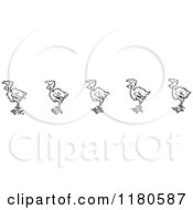 Clipart Of A Retro Vintage Black And White Border Of Hungry Chicks Royalty Free Vector Illustration