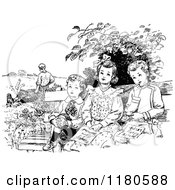 Poster, Art Print Of Retro Vintage Black And White Children And Donkey