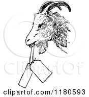 Poster, Art Print Of Retro Vintage Black And White Goat With Tags