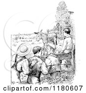 Poster, Art Print Of Retro Vintage Black And White People Watching A Donkey