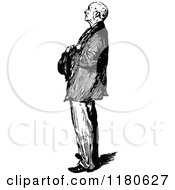 Clipart Of A Retro Vintage Black And White Old Man Royalty Free Vector Illustration