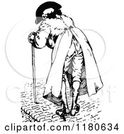 Poster, Art Print Of Retro Vintage Black And White Old Man With A Cane